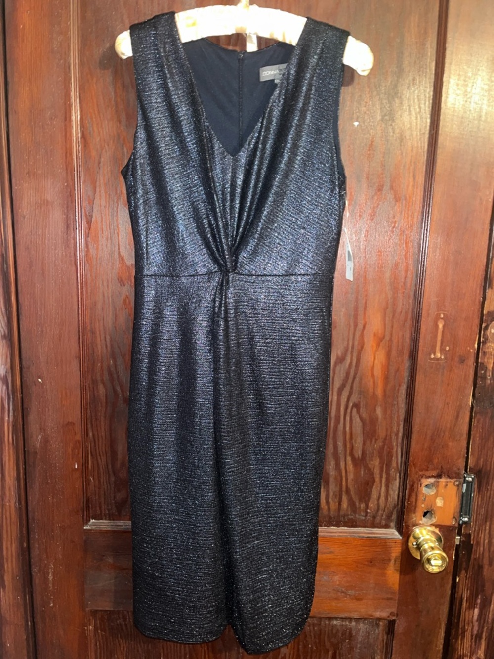 Donna Ricco navy Metallic Sleeveless Midi Dress